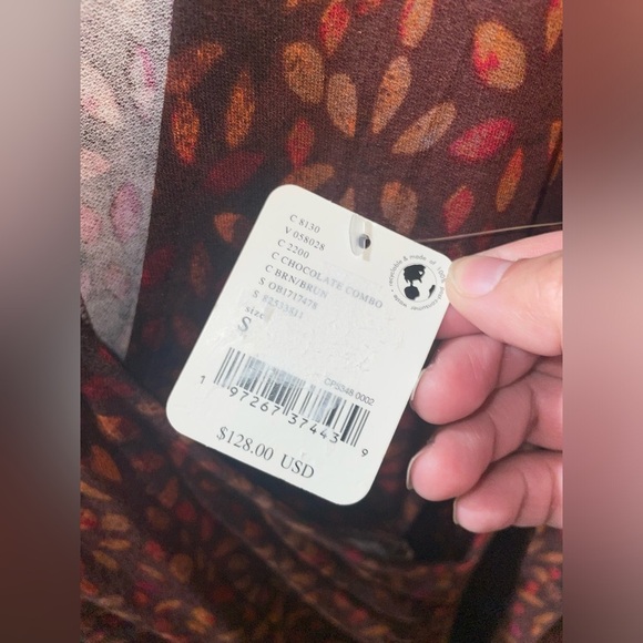 Free People Shayla Wrap Midi Chocolate Combo Dress Size S - Picture 11 of 12